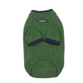 British-style two-legged wool pet sweater in Crown Blue on a dog model