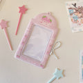 Cartoon strawberry or four-leaf clover PVC meal card holder measuring 7.6cm by 13.6cm