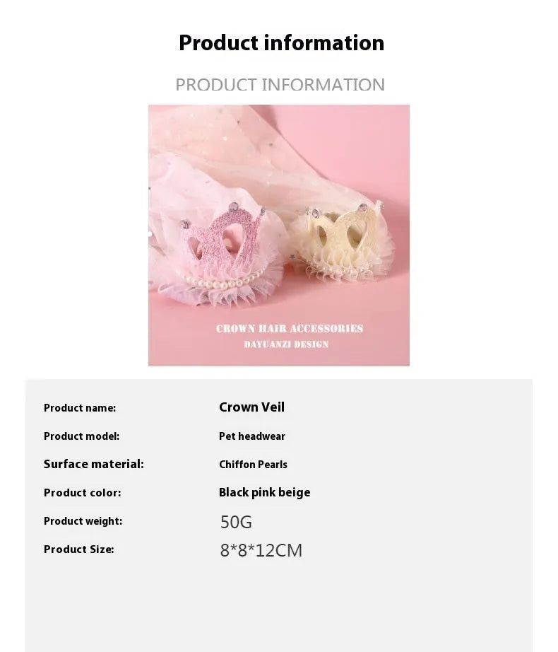 A beige and a pink princess crown headdress for cats on a white background.