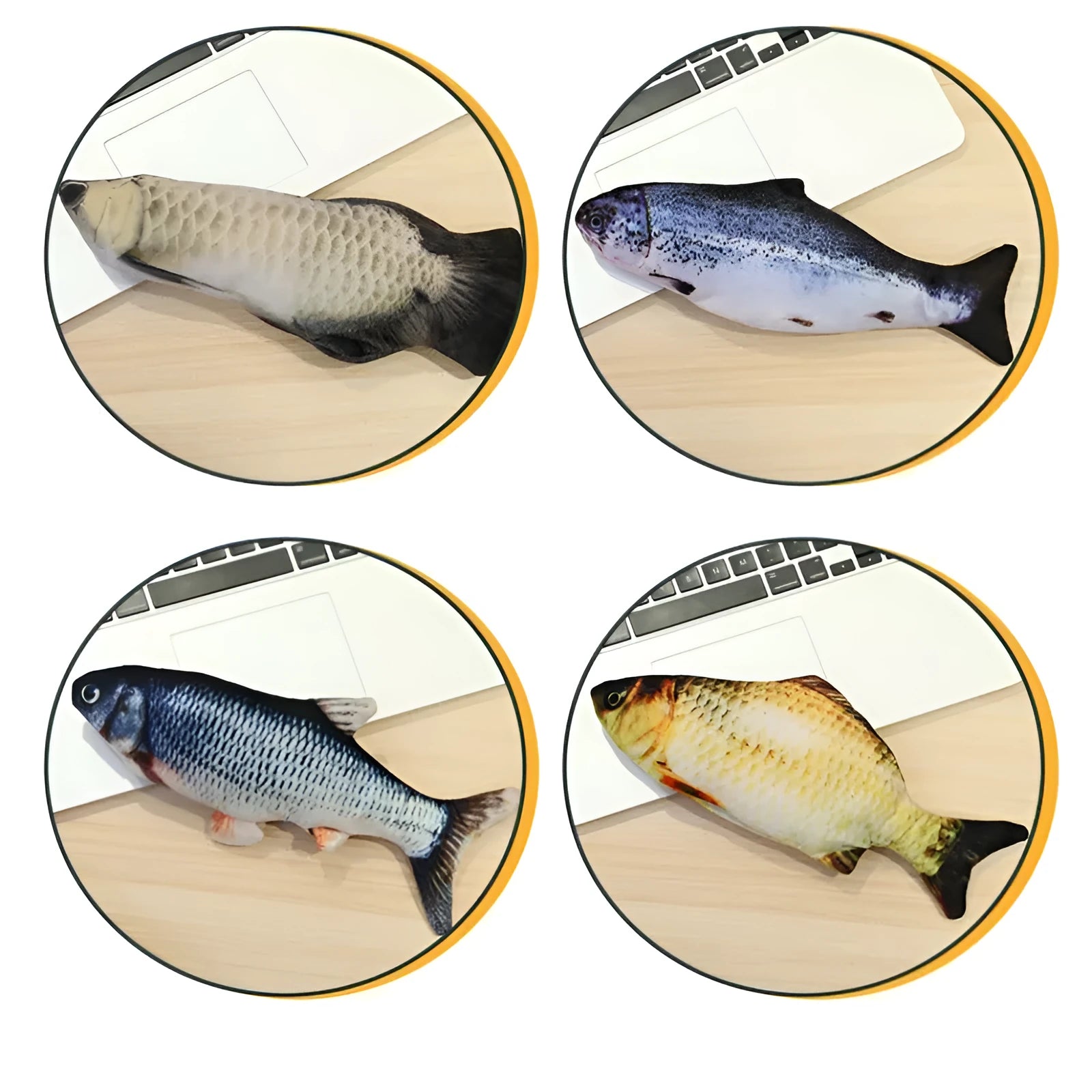 Simulation electric cat toy fish in crystal super soft fabric with realistic appearance and three swing modes