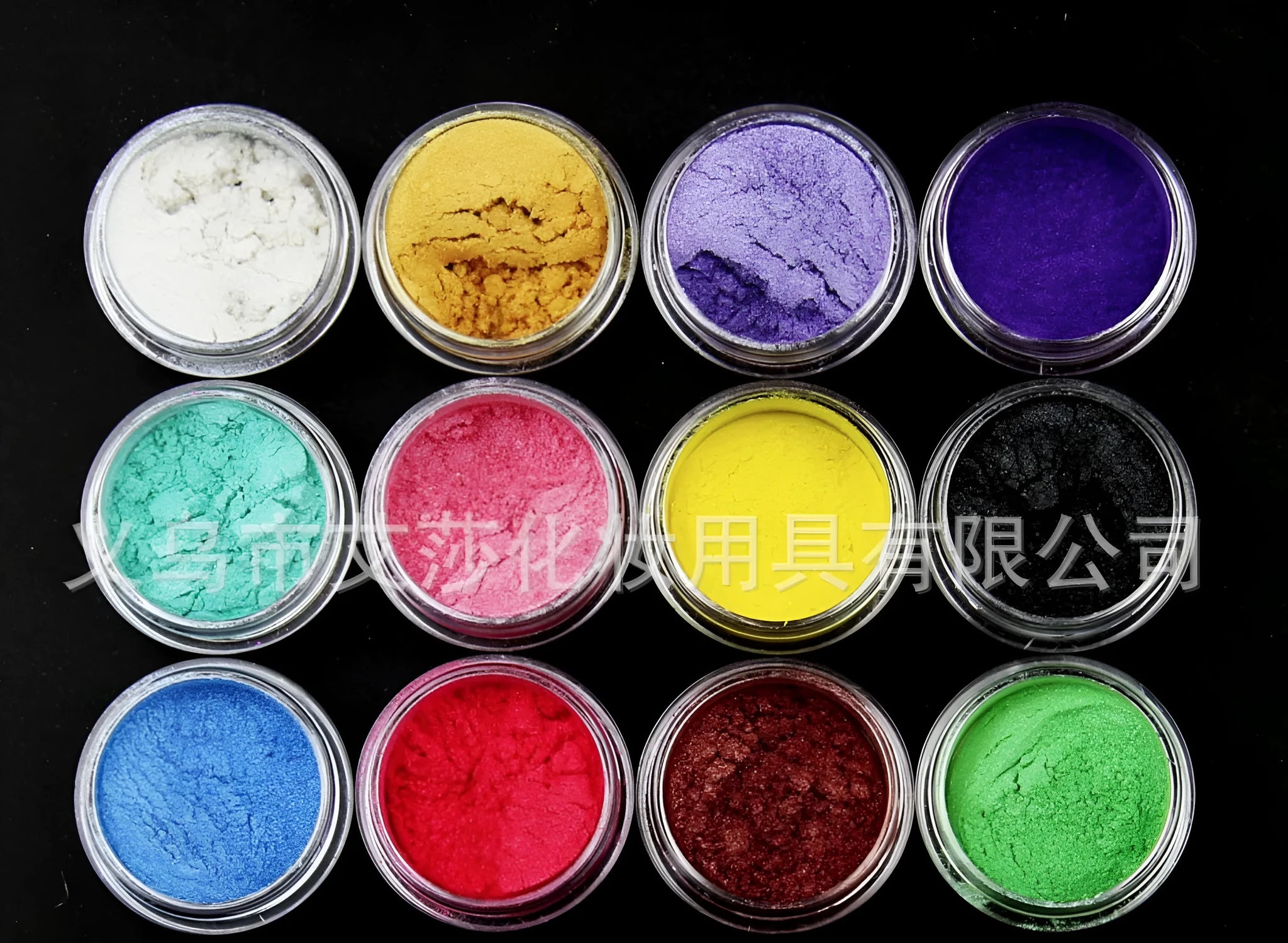 12 pcs mica pigment powder eye shadow set in clear jars, vegan natural shimmer for eyes lips and nail art