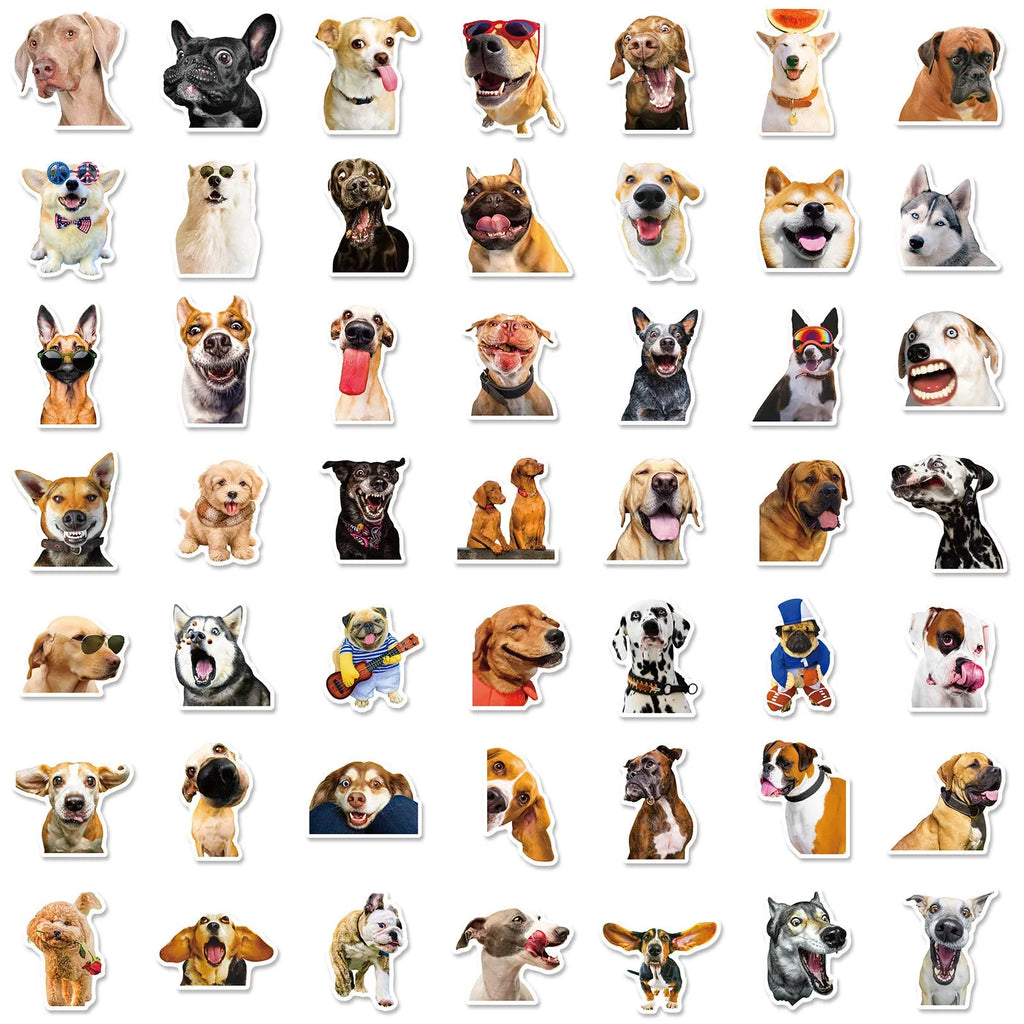 Realistic dog facial expression sticker pack with 100 sheets in Nordic style design