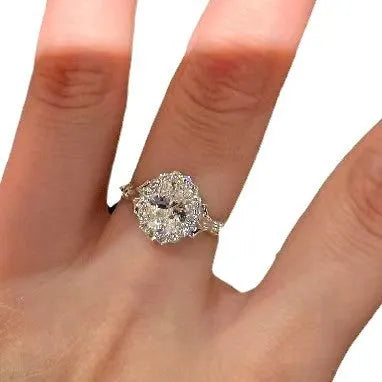 Silver colour geometric ring with adjustable opening and diamond detailing