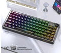 Attack Shark K75 RGB transparent mechanical keyboard showing lighting through polycarbonate housing