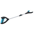 Blue foldable portable pickup trolley with aluminium frame and telescopic handle extended