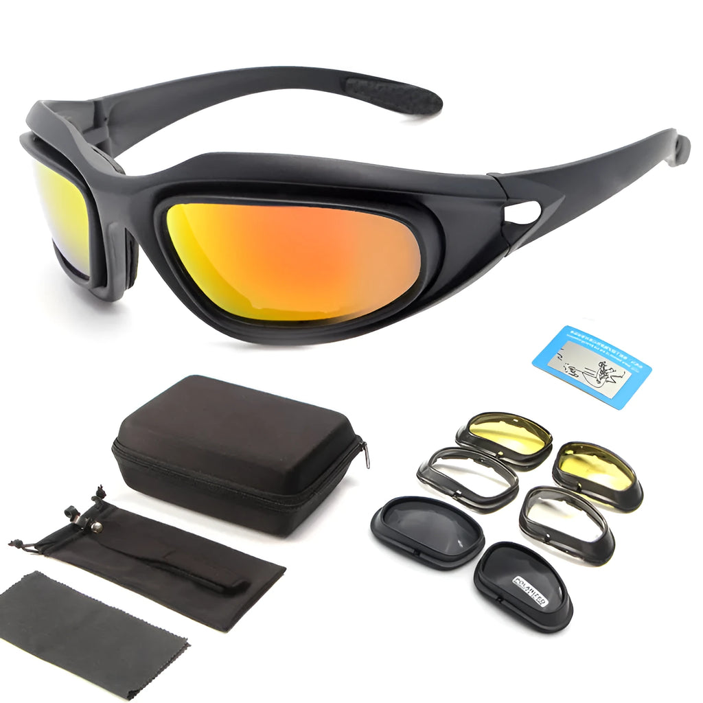 Polarised tactical sunglasses with sports frame for outdoor cycling and dust protection