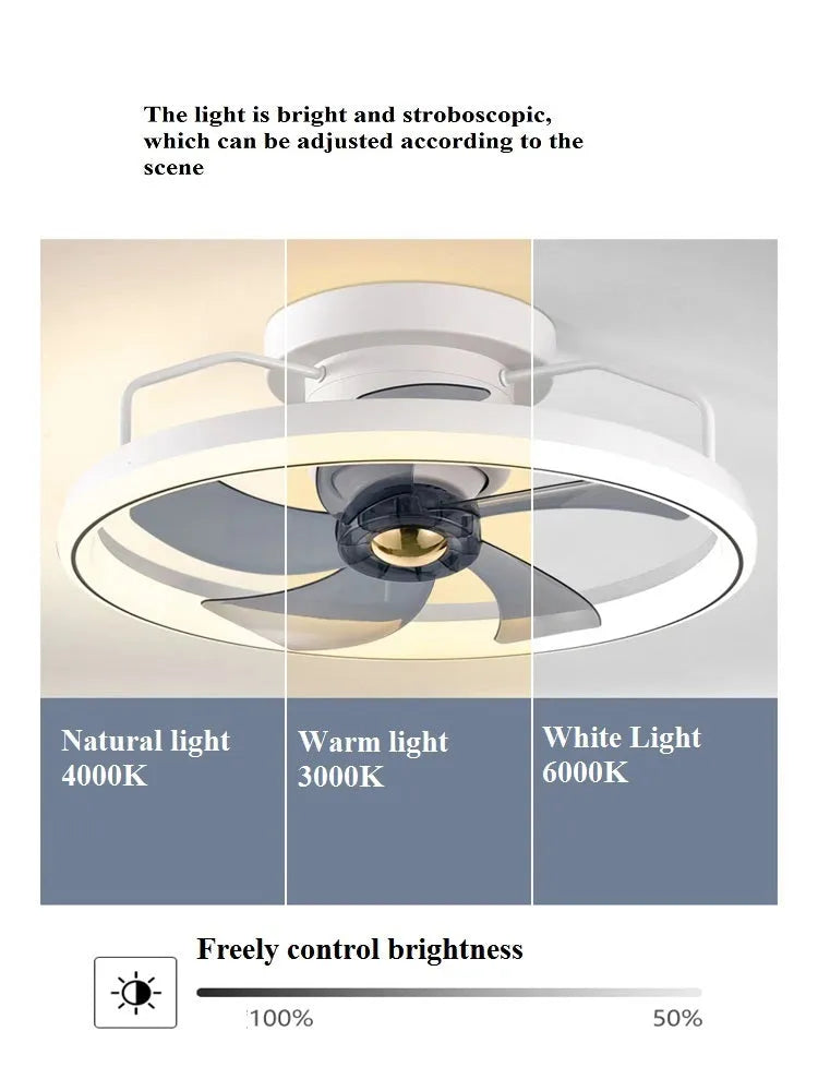 500mm diameter overhead fan lamp with integrated light in modern simple design