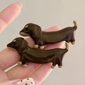 Cute dachshund dog barrettes with electroplated finish, mixed material, unisex design, loose delicate shape