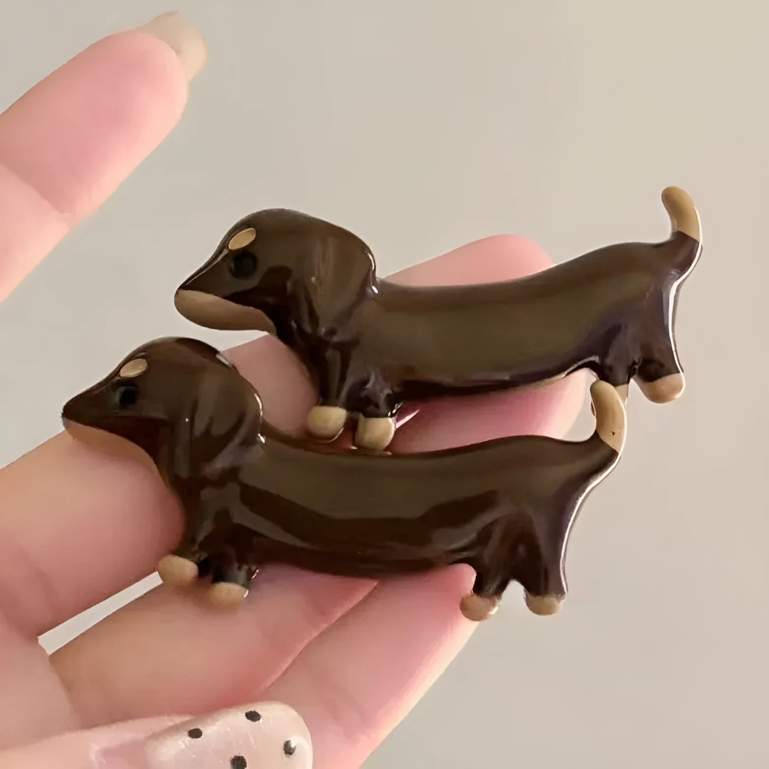 Cute dachshund dog barrettes with electroplated finish, mixed material, unisex design, loose delicate shape