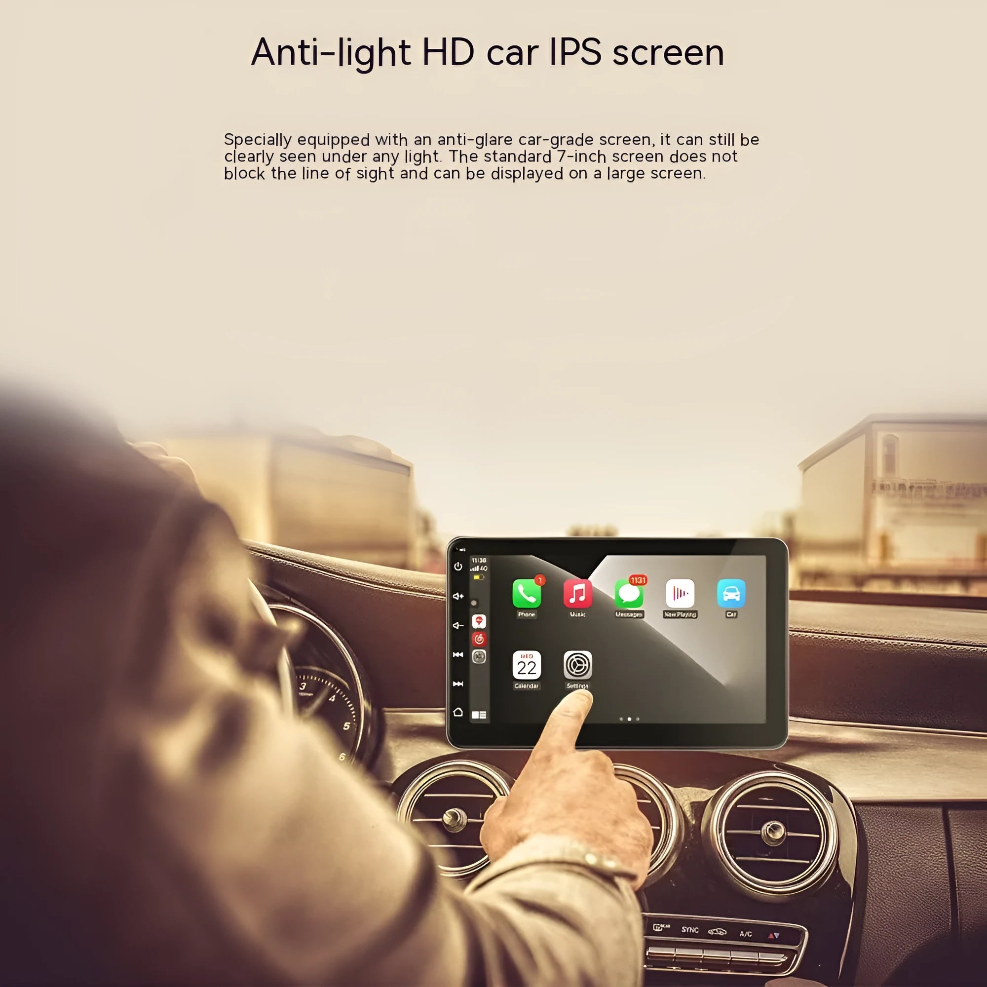 7 inch OLED car GPS navigator with reversing image and Wireless Carplay, plastic construction, universal bracket
