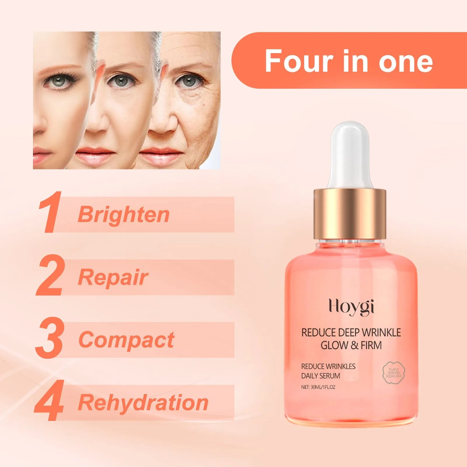 30ml rose essential oil in glass bottle for wrinkle smoothing and skin brightening
