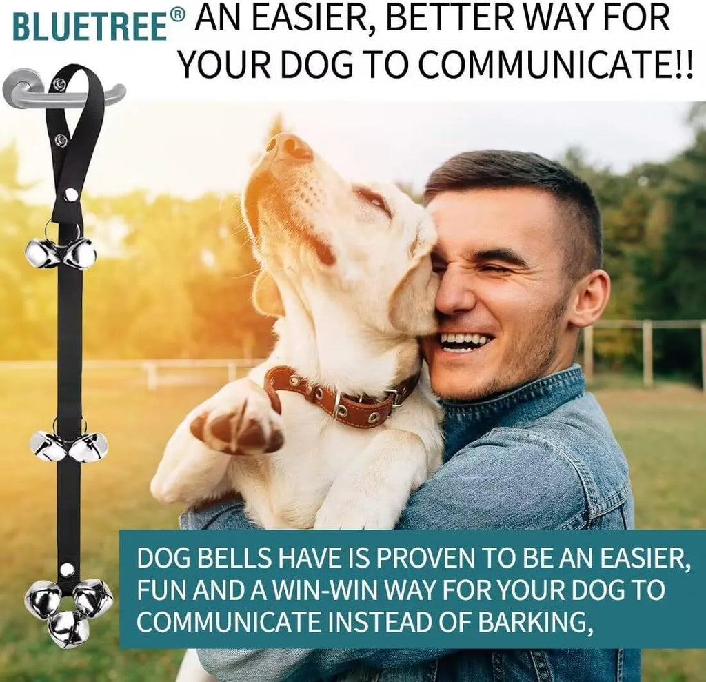 Dog doorbell set with 7 metal bells and adjustable nylon leash for training puppies