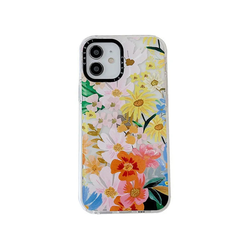 High transparent TPU mobile phone case with summer flower print and fall-proof protection for iPhone