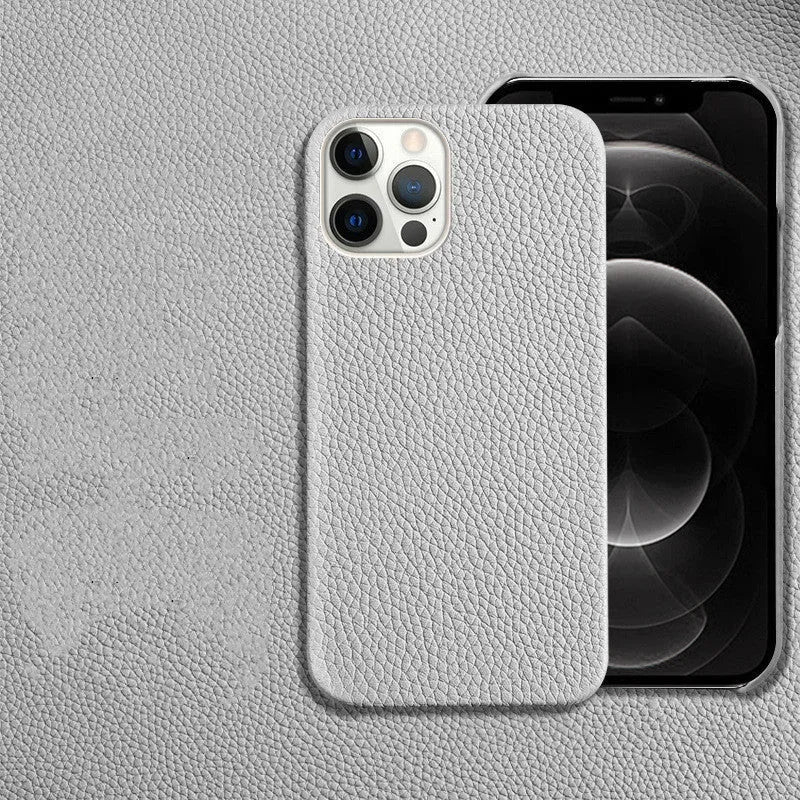 Genuine leather protective phone case for Apple iPhone in brown with anti-drop design