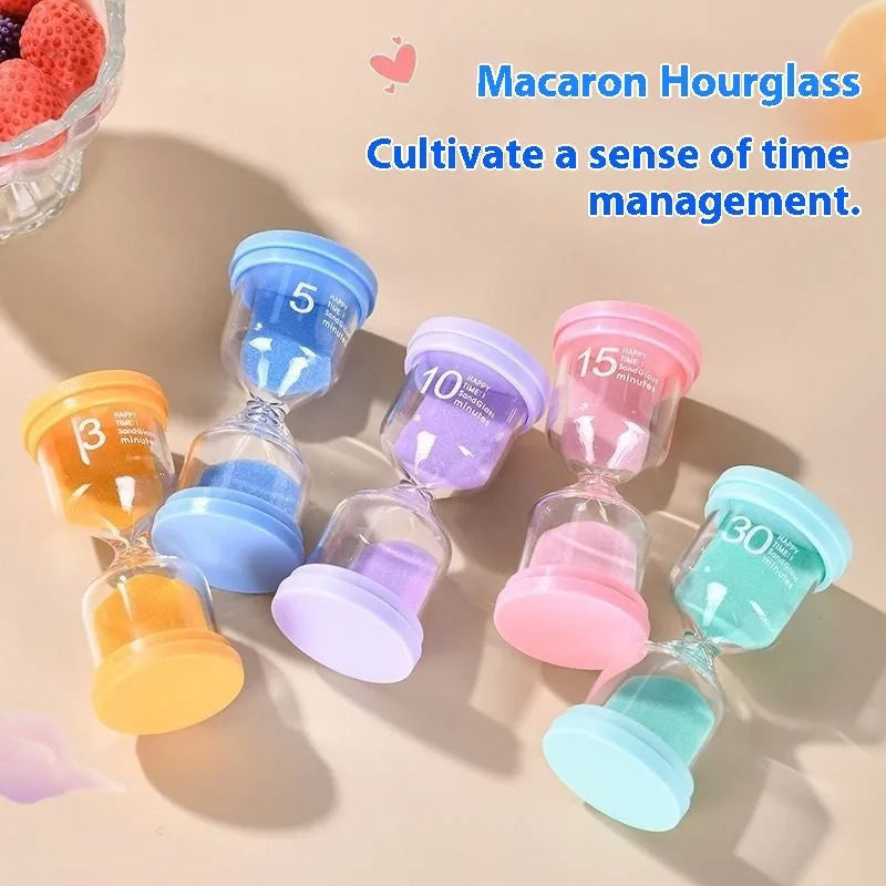 Handmade glass sand clock timer with coloured sand in a modern simplicity design, available in multiple durations and colours