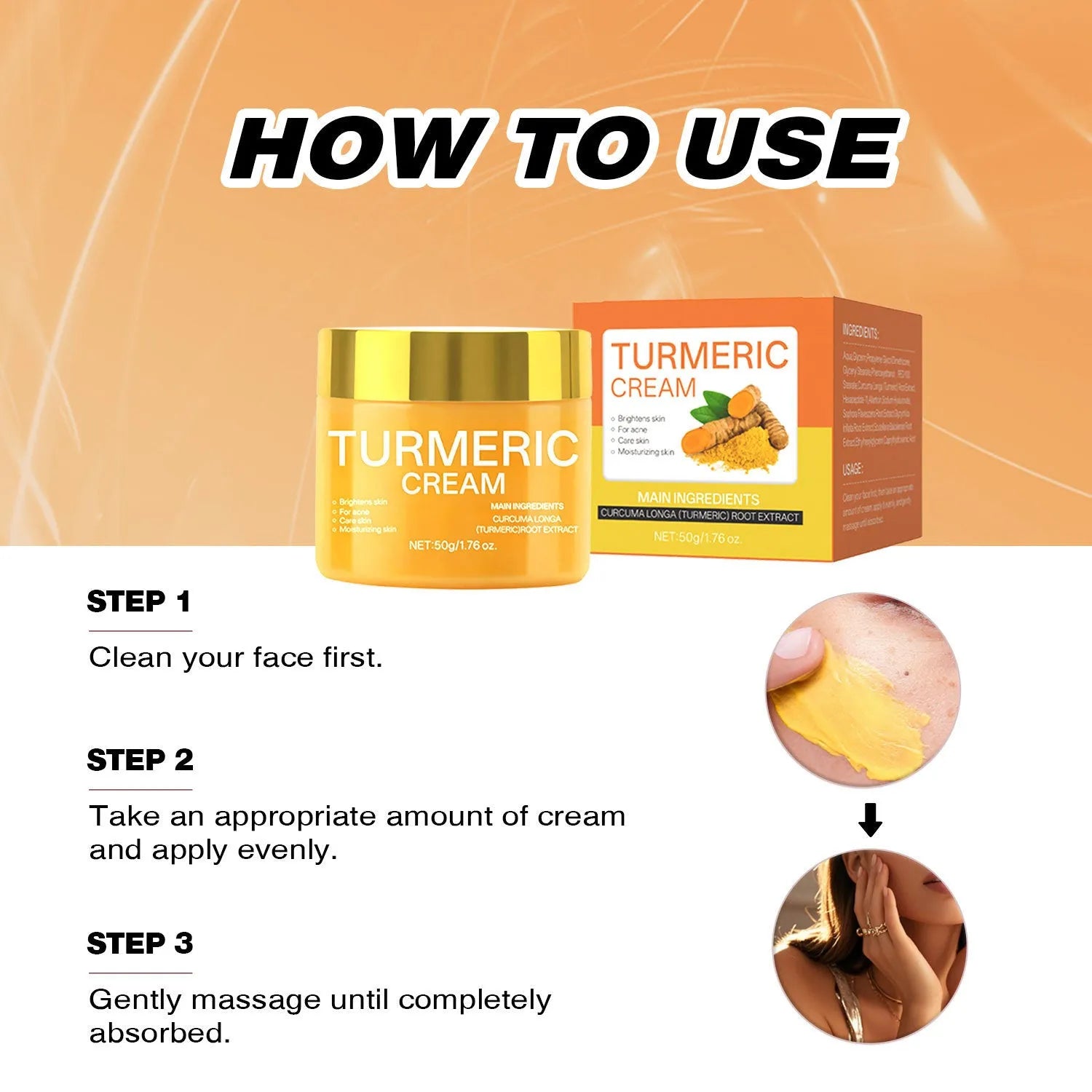 Moisturising cream 50g jar with brightening hydrating nourishing formula, 53mm × 53mm × 48mm