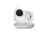 Black and white wireless sports Bluetooth earphones with 15m range showing ear plug design