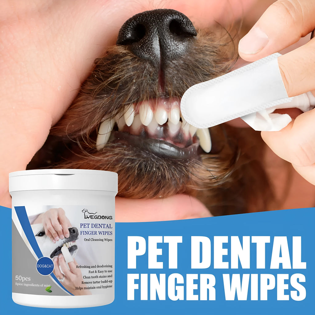 Pet teeth finger wipes 50 pieces per can with finger stall for dog oral care