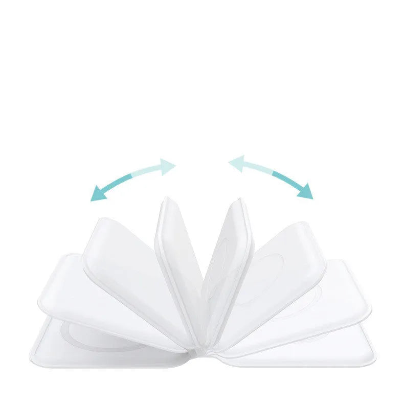 White folding magnetic wireless charging dock showing dual charging surfaces and adjustable stand