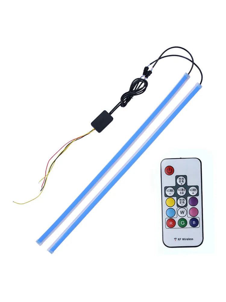 Universal RGB LED daytime running lights with remote control in 30cm, 45cm, and 60cm size options