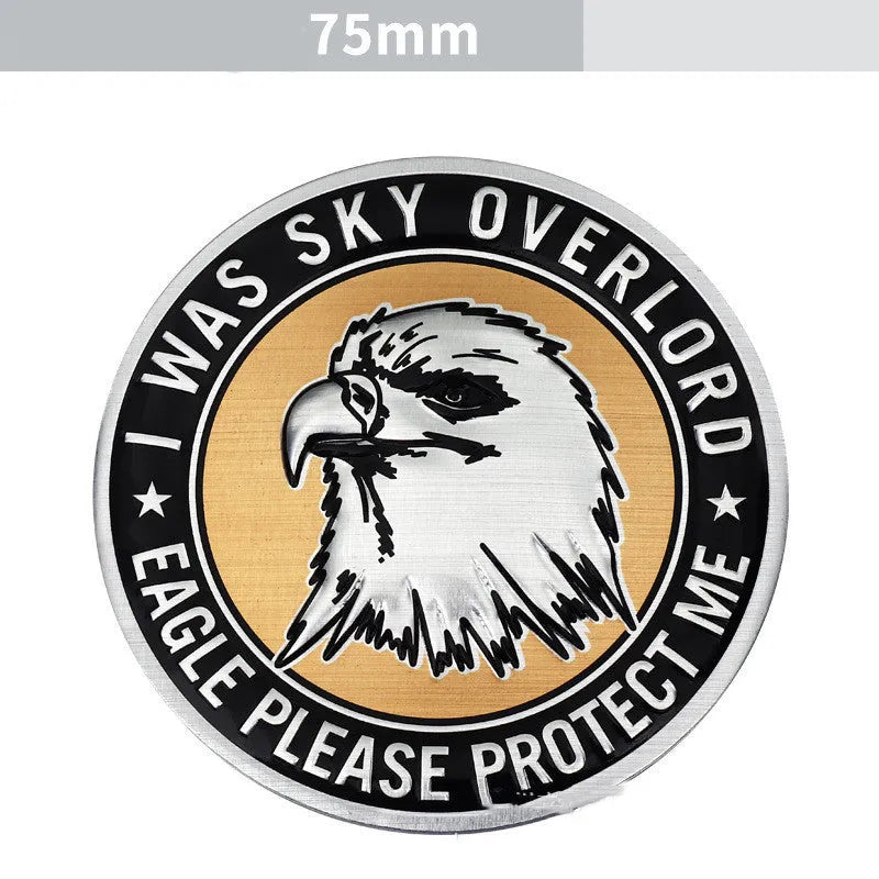 Set of six aluminium metal stickers for cars featuring lion, eagle, tiger and wolf head designs.