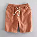 Breathable cotton linen blend casual loose shorts in gray fifth-pants style for men
