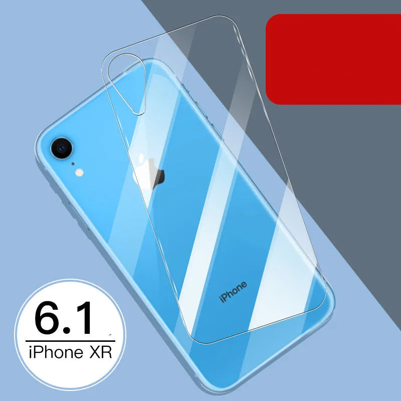 Apple iPhone tempered glass screen protector film for front and rear, showing half-screen design