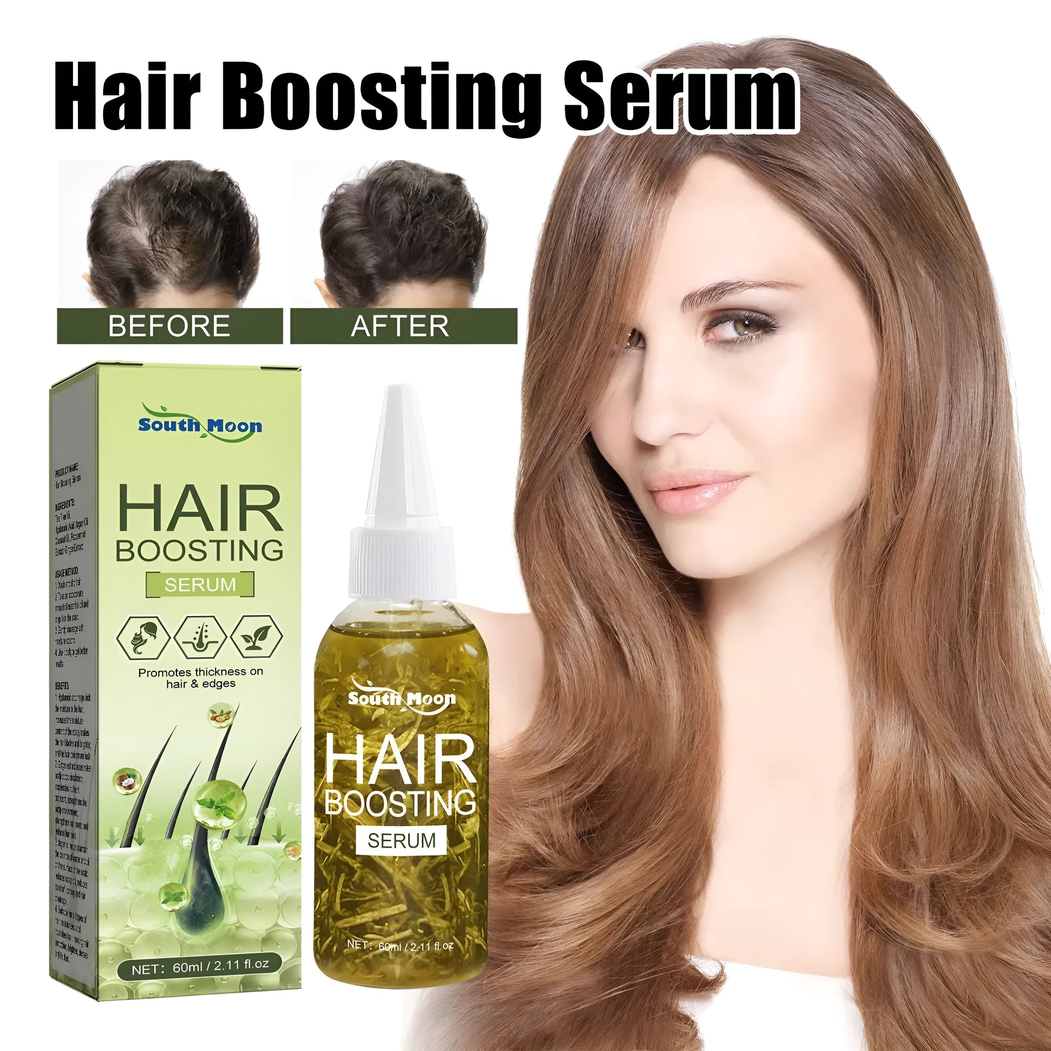60ml glass bottle of hair care essential oil for anti-fall repair and dry hair treatment