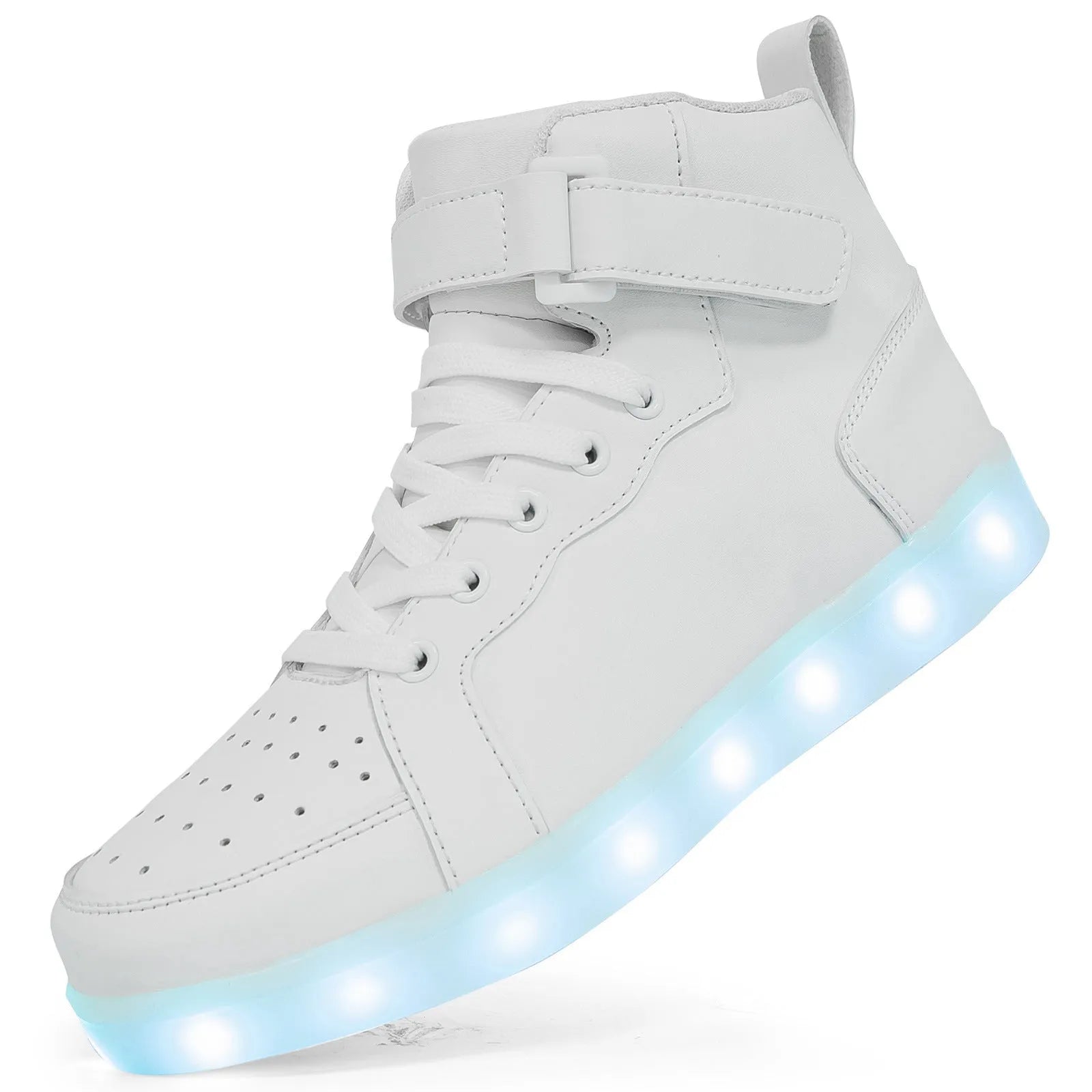 LED light-up high-top board shoes with velcro closure in multiple colour options