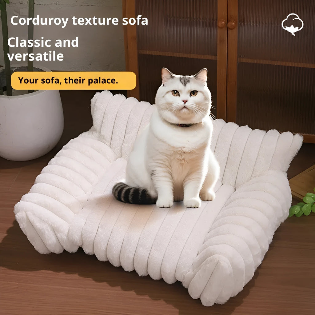 Cat sofa rabbit plush thickened large kennel in pink, with raised sides, suitable for adult cats