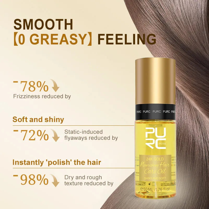 Yellow 50ml bottle of hair essential oil for curly hair care and scalp treatment.
