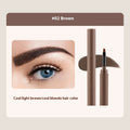 Double-headed eyebrow cream showing pencil and powder ends with five shade options displayed