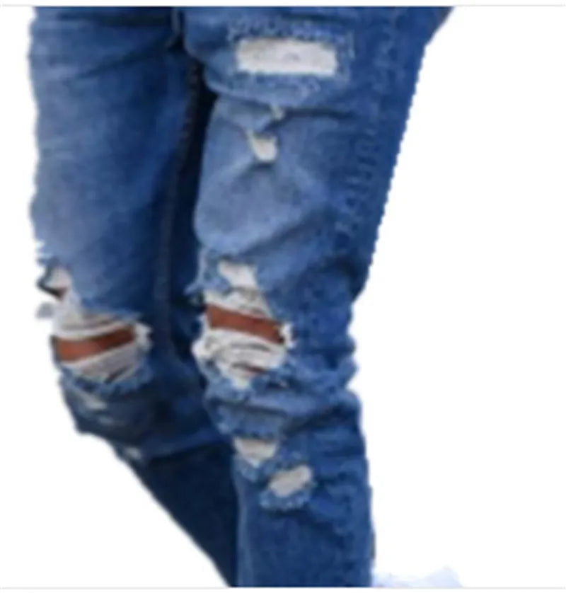 Men's deep blue cotton jeans showing front view with traditional five-pocket design
