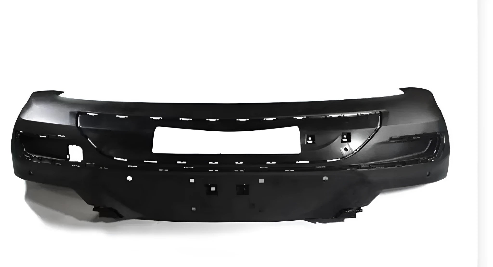 Black plastic car bumper replacement panel showing thermoplastic construction