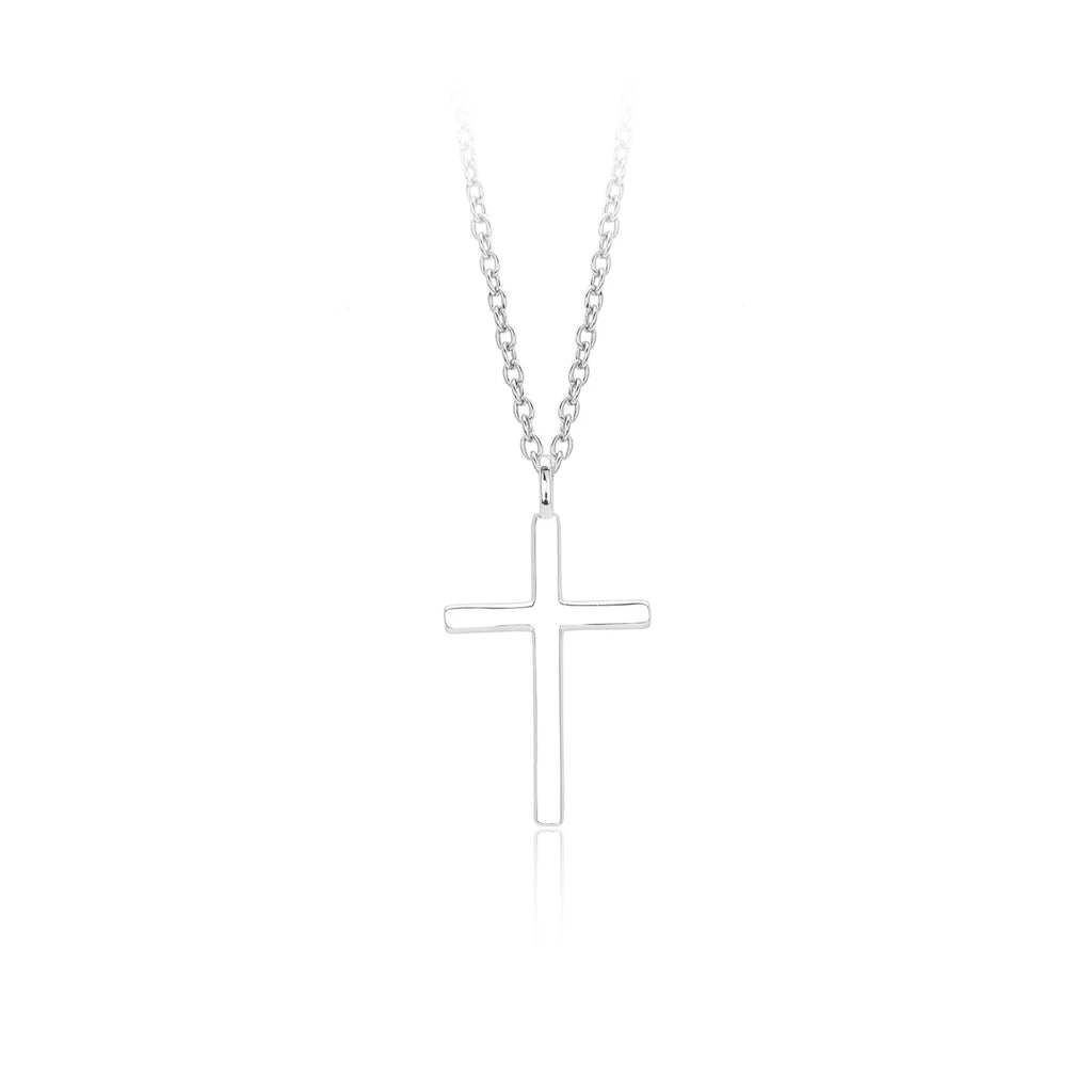 Sterling silver cross pendant necklace on O-chain with adjustable 41-50cm length