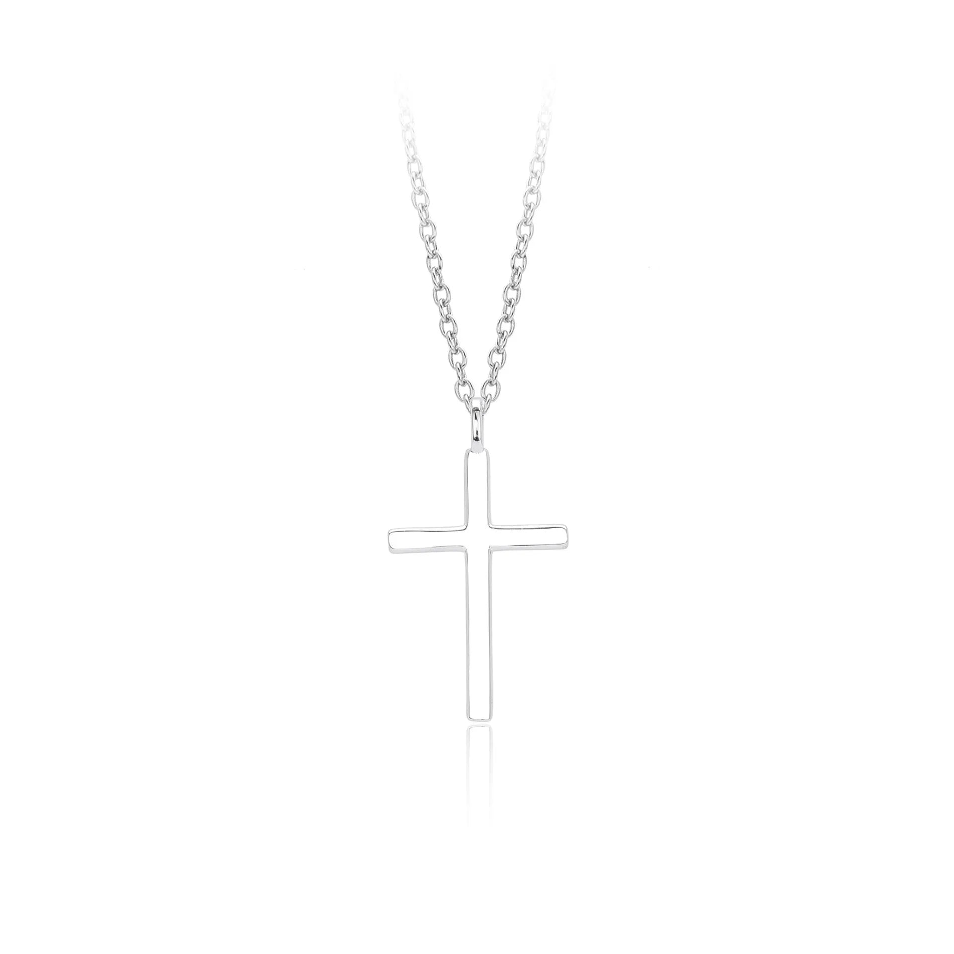 Sterling silver cross pendant necklace on O-chain with adjustable 41-50cm length