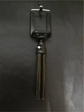 Desktop phone holder with two-section adjustable bracket in black and silver colour options
