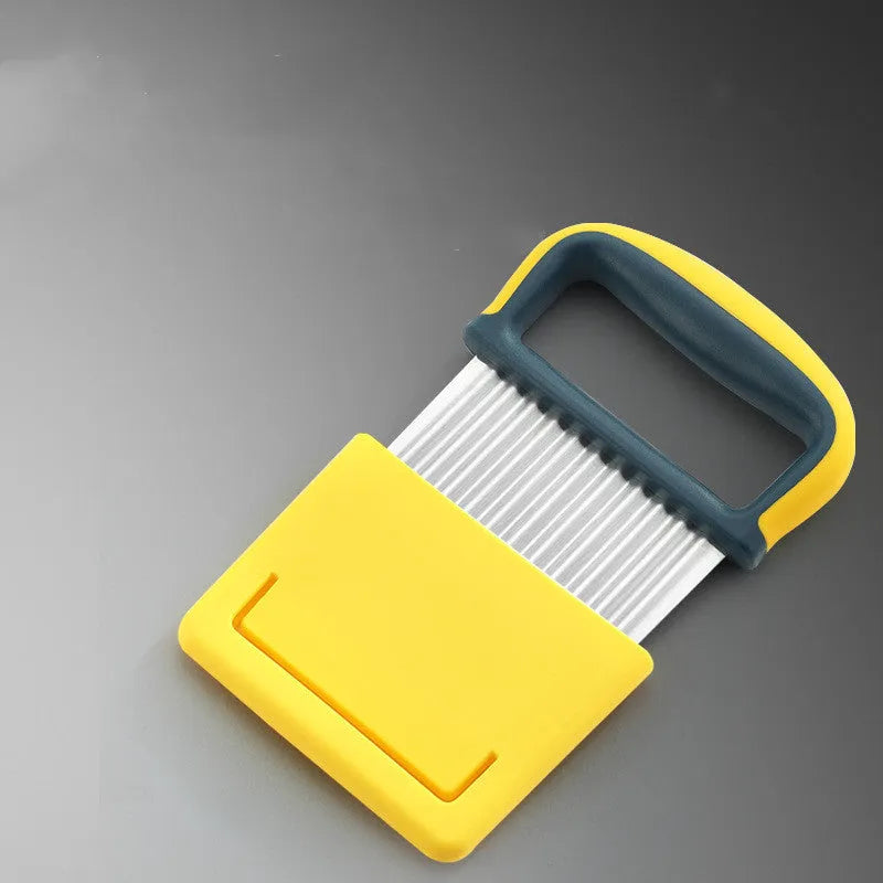 Stainless steel wolf tooth diced potato knife kitchen gadget with wire-drawn face on light background