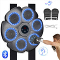 Black smart boxing target wall mounted with Bluetooth and LED lights, half-finger boxing gloves