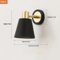 Nordic style iron wall lamp in a choice of four designs for bedside or living room wall mounting.