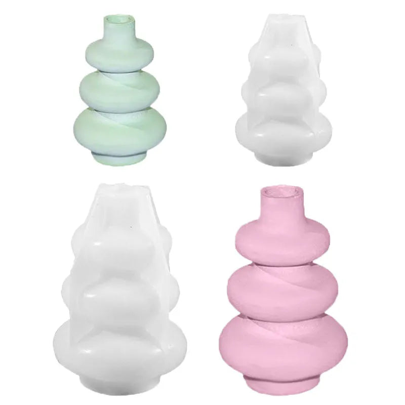 Three layer circular vase silicone baking mould in modern irregular shape