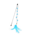 31cm long cat teaser interactive toy rod with colourful feather pompons and bell