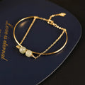 Hetian jade lucky beads bracelet with gold inlay, shown in women's fake two pieces style.