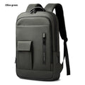 Lightweight Oxford cloth men's backpack in dark grey with sewing line detail