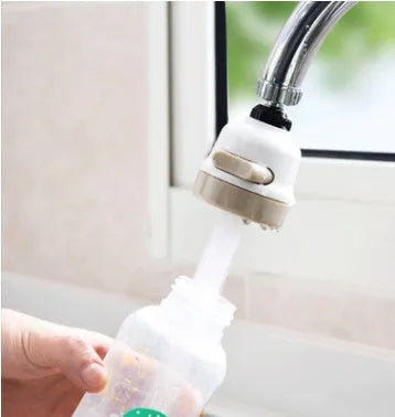 Faucet booster shower 3-mode spray ABS tap attachment white and grey 360-degree rotating for round kitchen taps