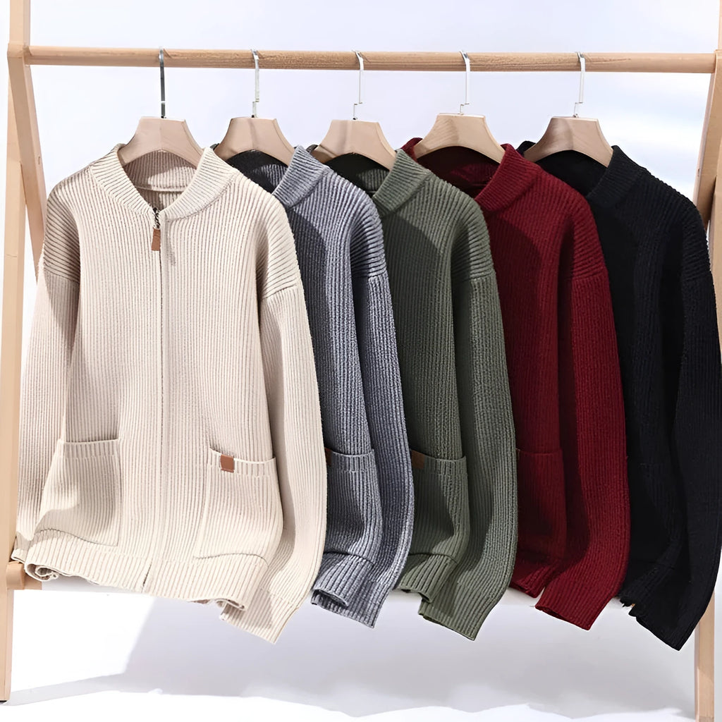 Men's striped sweater cardigan jacket in chemical fibre blend fabric available in multiple colours and sizes