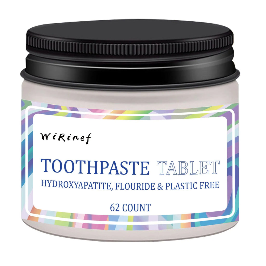 62-piece portable toothpaste tablets in solid chewable form for dental hygiene