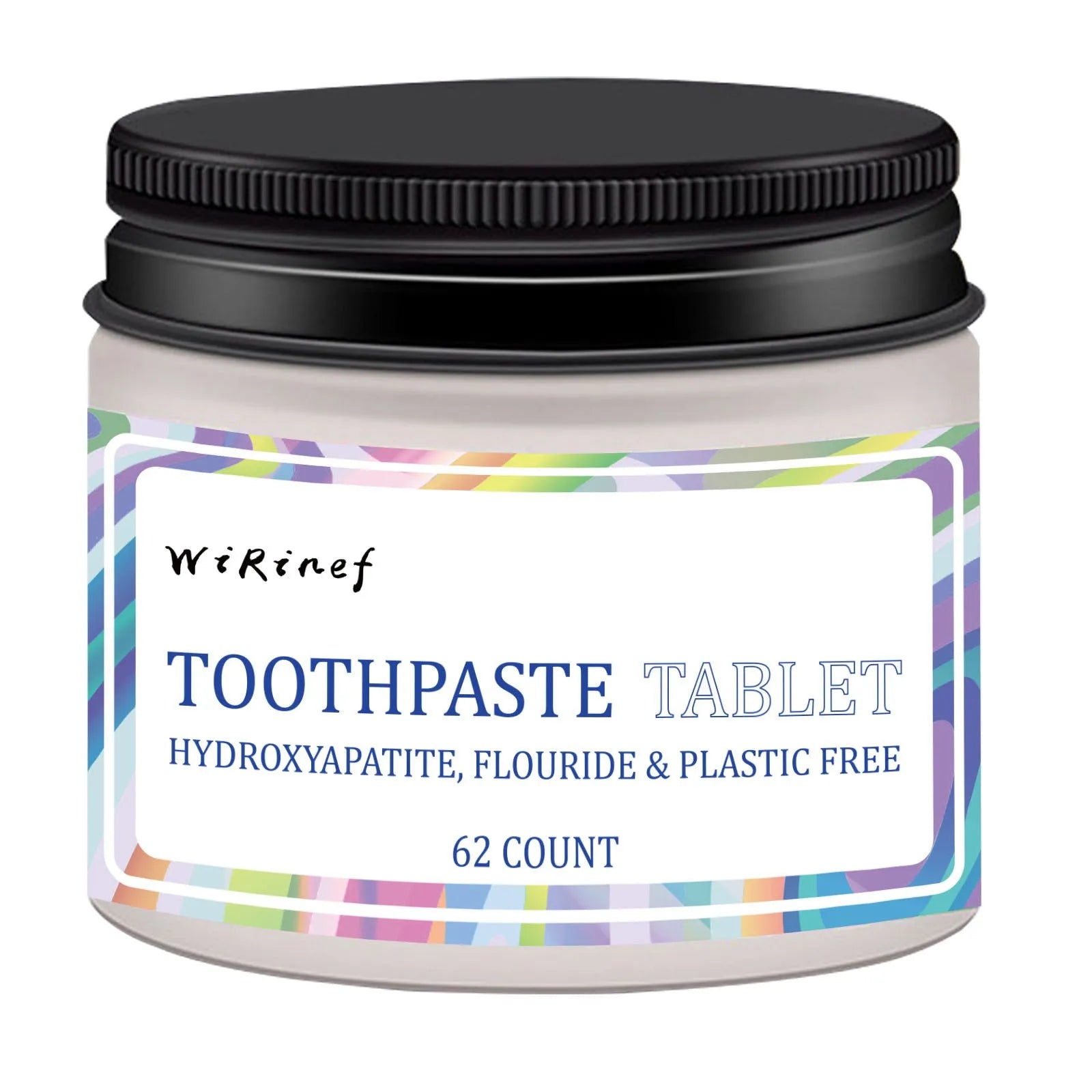 62-piece portable toothpaste tablets in solid chewable form for dental hygiene
