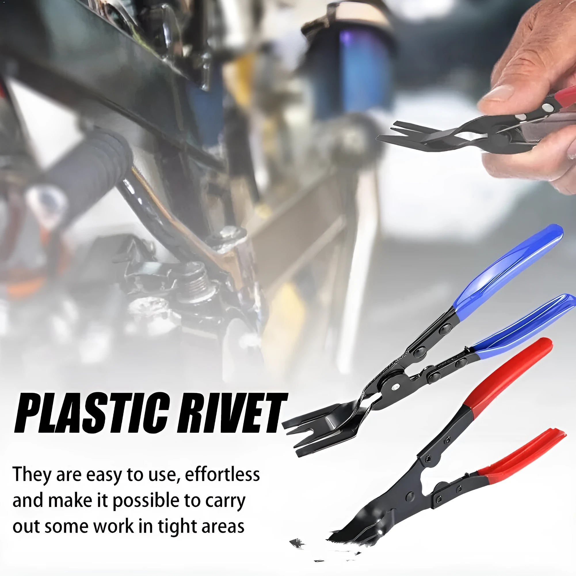 Blue car door panel separator pliers with 240mm drop forged steel construction for interior clamp removal