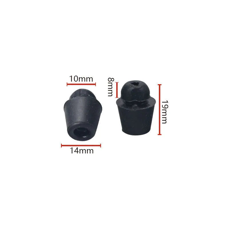 Ten dark grey rubber automobile buckle clips for vehicle trunk and cover shock absorption.